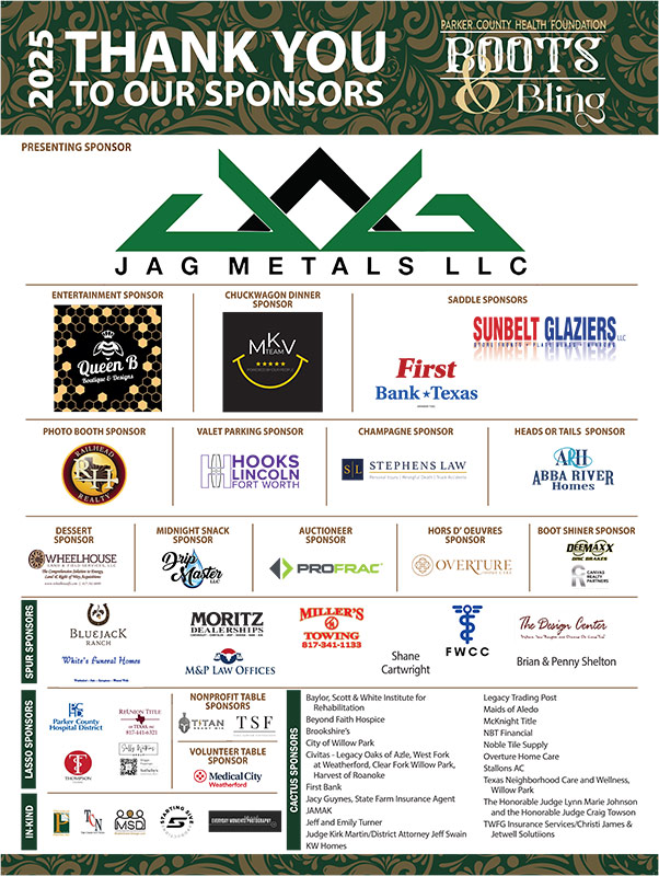 2025 Boots &amp; Bling thank you sponsors poster