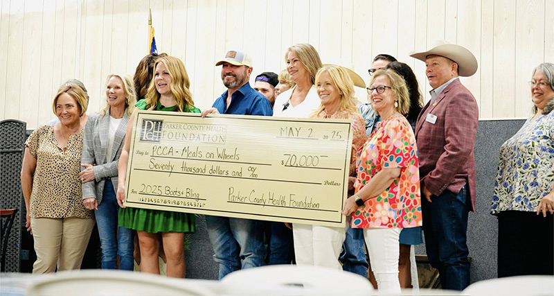 Parker County Committee on Aging, Meals on Wheels with check from PCHF